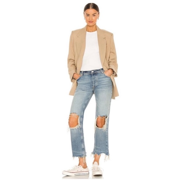Free People straight distressed knee jeans, size 27 - Picture 1 of 7